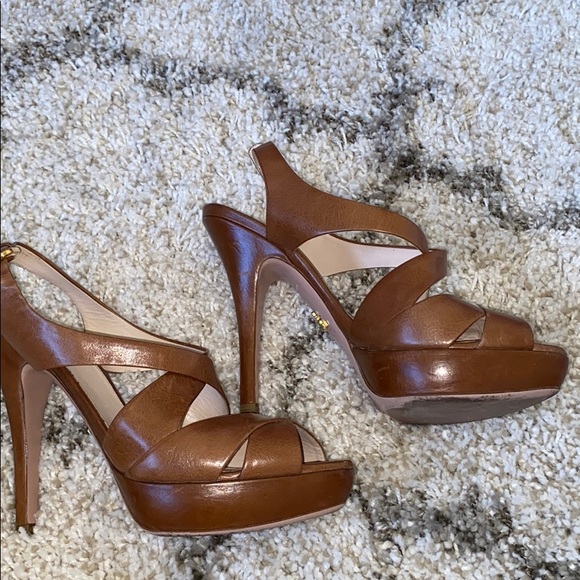Prada Platform Tan Criss Cross Slingbacks! Mint! - Picture 9 of 9